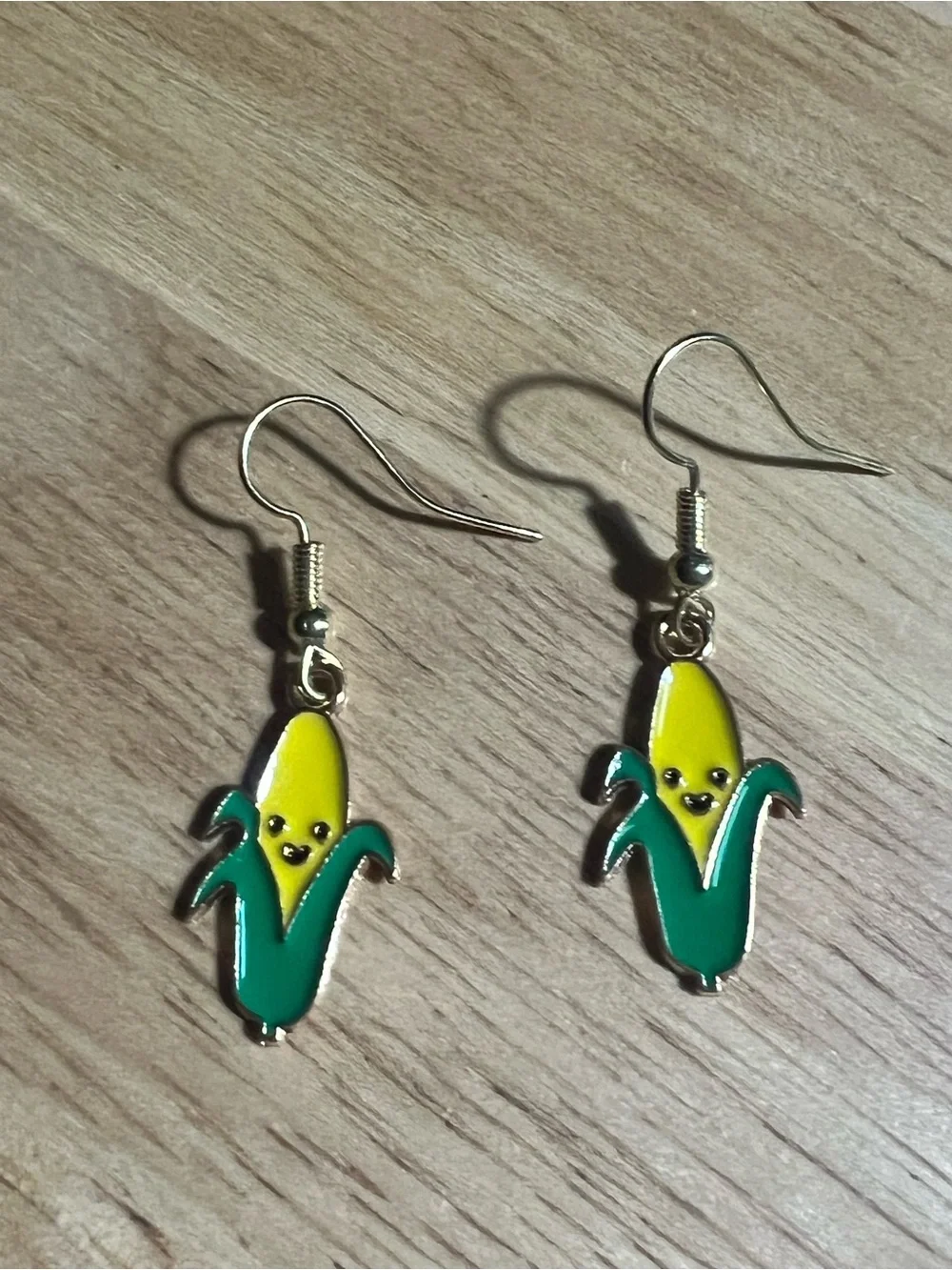 Cute Yellow & Green Corn Character Drop Earrings for Kids E121